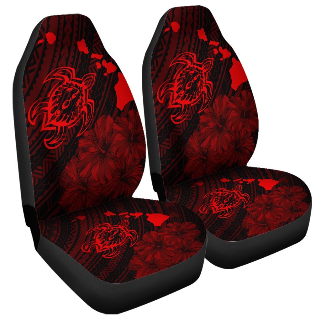 Hawaiian Hibiscus Sea Turtle Swim Polynesian Car Seat Covers - Red - AH Universal Fit Black - Polynesian Pride