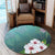 Hawaiian Hibiscus White Flower Gleeful Round Carpet - AH - Polynesian Pride