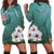 Hawaiian Hibiscus White Flower Gleeful Hoodie Dress - AH Black - Polynesian Pride