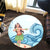 Hawaiian Hula Dance Cartoon Hibiscus Wave Round Carpet - AH - Polynesian Pride