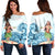 Hawaiian Hula Dance Cartoon Hibiscus Wave Women's Off Shoulder Sweater - AH Black - Polynesian Pride