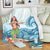 Hawaiian Hula Dance Cartoon Hibiscus Wave Premium Blankets - AH White - Polynesian Pride