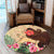 Hawaiian Hula Girl And Hibiscus Polynesian Round Carpet - AH - Polynesian Pride