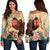 Hawaiian Hula Girl And Hibiscus Polynesian Women's Off Shoulder Sweater - AH Black - Polynesian Pride