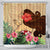 Hawaiian Hula Girl And Hibiscus Polynesian Shower Curtain - AH 177 x 172 (cm) Black - Polynesian Pride