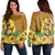 Hawaiian Hula Girl Monstera Hibiscus Polynesian Women's Off Shoulder Sweater - AH Black - Polynesian Pride