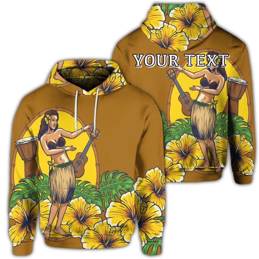 Custom Hawaiian Hula Girl Monstera Hibiscus Polynesian Hoodie Unisex Art - Polynesian Pride