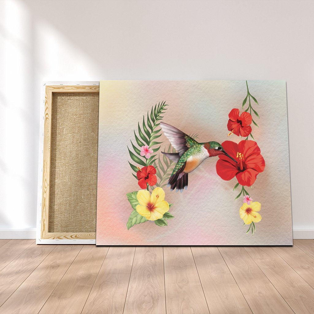 Hawaiian Hummingbirds Hibiscus Polynesian Canvas - AH Canvas Poly-cotton - Polynesian Pride