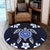 Hawaiian Icon Blue Turtle Plumeria Round Carpet AH - Polynesian Pride