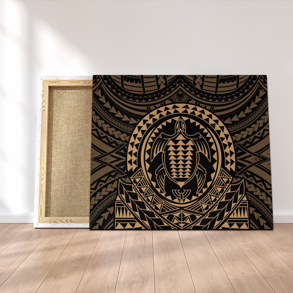 Hawaiian Kakau Honu Arc Polynesian Gold Canvas - AH Canvas Poly-cotton - Polynesian Pride