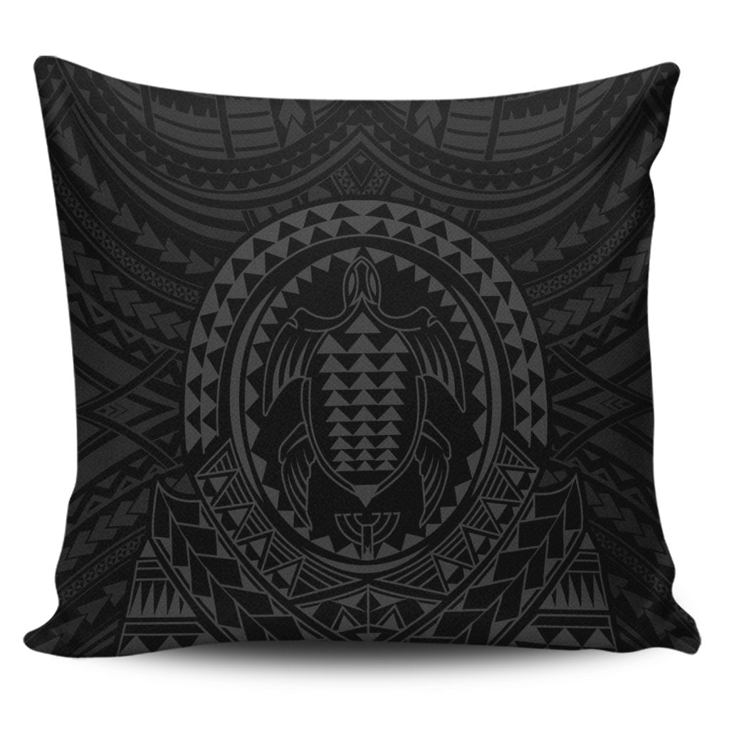 Hawaiian Kakau Honu Arc Polynesian Gray Pillow Covers - AH Pillow Covers Black - Polynesian Pride