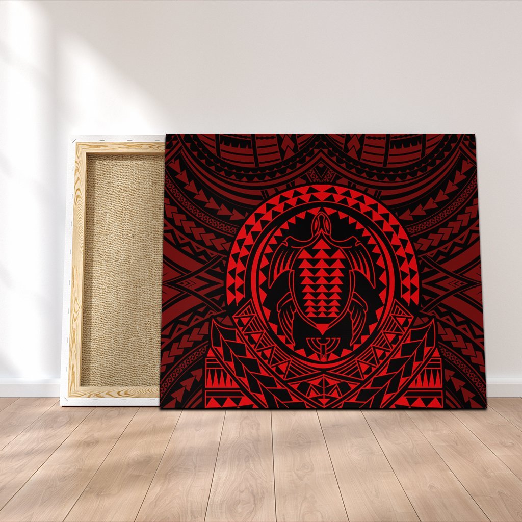 Hawaiian Kakau Honu Arc Polynesian Red Canvas - AH Canvas Poly-cotton - Polynesian Pride