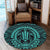 Hawaiian Kakau Honu Arc Polynesian Turquoise Round Carpet - AH - Polynesian Pride