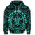 Hawaiian Kakau Honu Arc Polynesian Turquoise Hoodie - Polynesian Pride