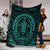 Hawaiian Kakau Honu Arc Polynesian Turquoise Premium Blankets - AH - Polynesian Pride