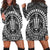 Hawaiian Kakau Honu Arc Polynesian White Hoodie Dress - AH Black - Polynesian Pride