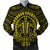 Hawaiian Kakau Honu Arc Polynesian Yellow Bomber Jacket - AH Black Unisex - Polynesian Pride