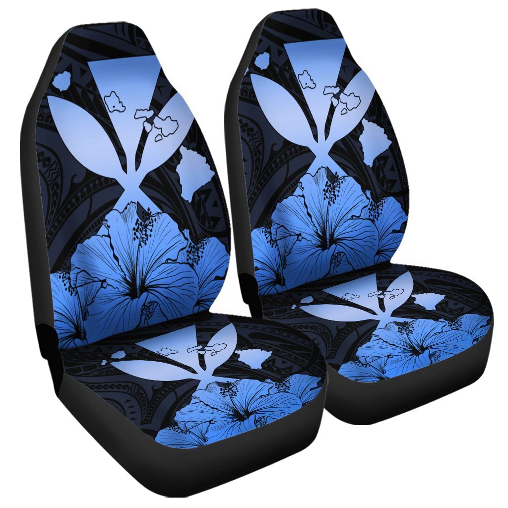 Hawaiian Kanaka Car Seat Covers Hibiscus Polynesian Love - Blue - AH Universal Fit Black - Polynesian Pride