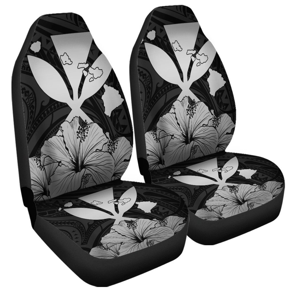 Hawaiian Kanaka Car Seat Covers Hibiscus Polynesian Love - Gray - AH Universal Fit Black - Polynesian Pride