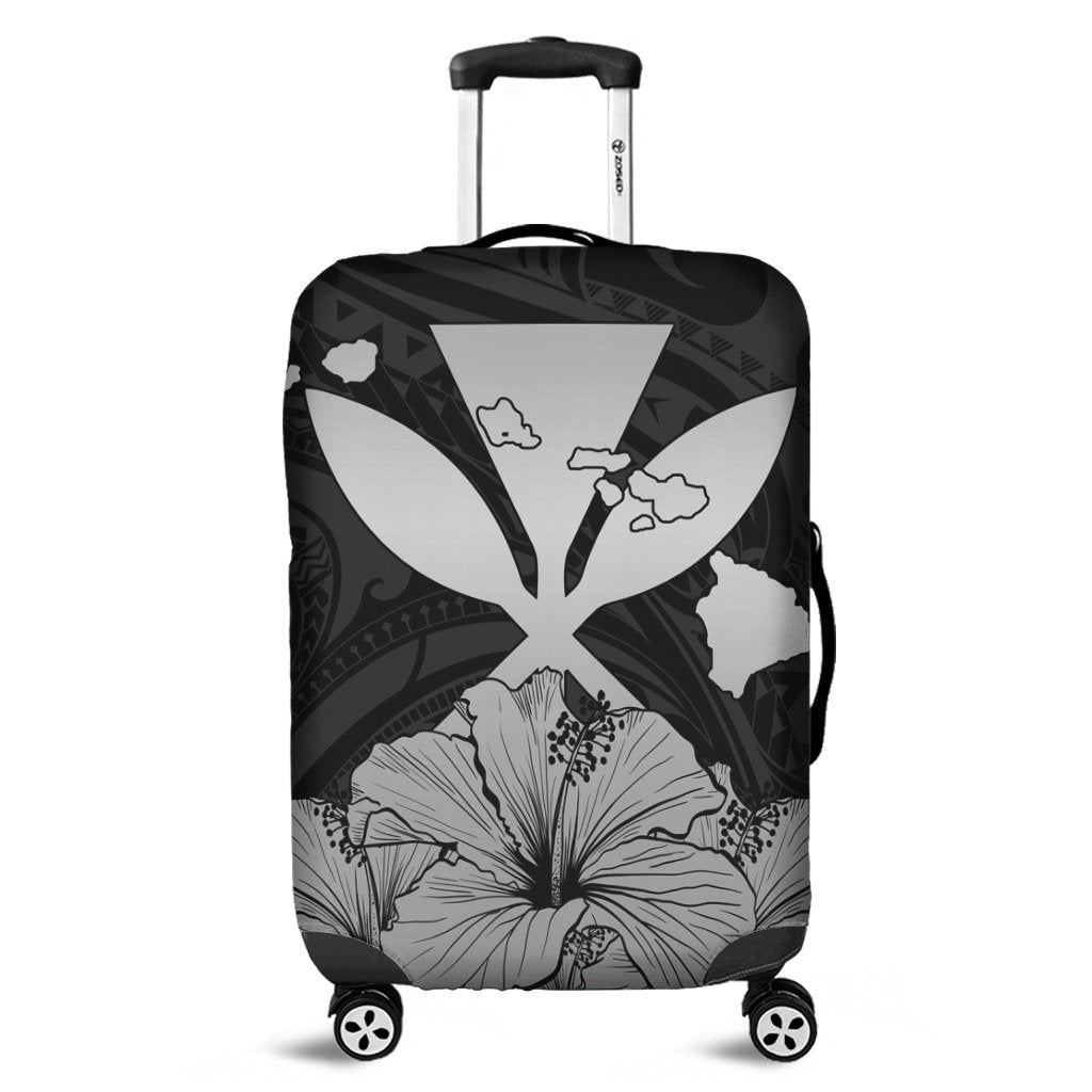 Hawaiian Kanaka Luggage Covers Hibiscus Polynesian Love - Gray - AH Black - Polynesian Pride