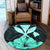 Hawaiian Kanaka Round Carpet Hibiscus Polynesian Love - Turquoise - AH - Polynesian Pride