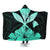 Hawaiian Kanaka Hooded Blanket Hibiscus Polynesian Love - Turquoise - AH Hooded Blanket White - Polynesian Pride