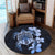 Hawaiian Kanaka Hibiscus Plumeria Mix Polynesian Turtle Round Carpet - Blue - AH - Polynesian Pride