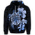 Hawaiian Kanaka Hibiscus Plumeria Mix Polynesian Turtle Hoodie Blue - Polynesian Pride