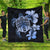 Hawaiian Kanaka Hibiscus Plumeria Mix Polynesian Turtle Premium Quilts - Blue - AH Black - Polynesian Pride