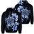 Hawaiian Kanaka Hibiscus Plumeria Mix Polynesian Turtle Hoodie Blue Unisex Art - Polynesian Pride