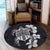 Hawaiian Kanaka Hibiscus Plumeria Mix Polynesian Turtle Round Carpet - Gray - AH - Polynesian Pride