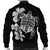 Hawaiian Kanaka Hibiscus Plumeria Mix Polynesian Turtle Bomber Jacket - Gray - AH - Polynesian Pride