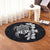 Hawaiian Kanaka Hibiscus Plumeria Mix Polynesian Turtle Round Carpet - Gray - AH - Polynesian Pride