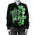 Hawaiian Kanaka Hibiscus Plumeria Mix Polynesian Turtle Bomber Jacket - Green - AH - Polynesian Pride