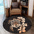 Hawaiian Kanaka Hibiscus Plumeria Mix Polynesian Turtle Round Carpet - Orange - AH - Polynesian Pride