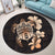 Hawaiian Kanaka Hibiscus Plumeria Mix Polynesian Turtle Round Carpet - Orange - AH - Polynesian Pride