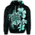 Hawaiian Kanaka Hibiscus Plumeria Mix Polynesian Turtle Hoodie Turquoise - Polynesian Pride