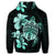 Hawaiian Kanaka Hibiscus Plumeria Mix Polynesian Turtle Hoodie Turquoise - Polynesian Pride