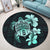 Hawaiian Kanaka Hibiscus Plumeria Mix Polynesian Turtle Round Carpet - Turquoise - AH - Polynesian Pride