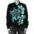 Hawaiian Kanaka Hibiscus Plumeria Mix Polynesian Turtle Bomber Jacket - Turquoise - AH - Polynesian Pride