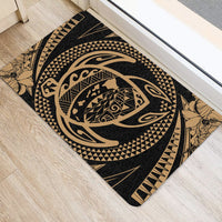 Hawaiian Kanaka Honu Hibiscus Tornado Polynesian Door Mat Gold - Polynesian Pride