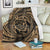 Hawaiian Kanaka Honu Hibiscus Tornando Polynesian Gold Premium Blankets - AH White - Polynesian Pride