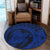 Hawaiian Kanaka Honu Map Hibiscus Globular Polynesian Blue Round Carpet - AH - Polynesian Pride