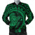 Hawaiian Kanaka Honu Map Hibiscus Globular Polynesian Green Bomber Jacket - AH Black Unisex - Polynesian Pride