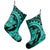 Hawaiian Kanaka Honu Map Hibiscus Globular Polynesian Turquoise Christmas Stocking - AH - Polynesian Pride