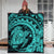 Hawaiian Kanaka Honu Map Hibiscus Globular Polynesian Turquoise Premium Quilts - AH - Polynesian Pride