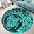 Hawaiian Kanaka Honu Map Hibiscus Globular Polynesian Turquoise Round Carpet - AH - Polynesian Pride