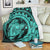 Hawaiian Kanaka Honu Map Hibiscus Globular Polynesian Turquoise Premium Blankets - AH White - Polynesian Pride