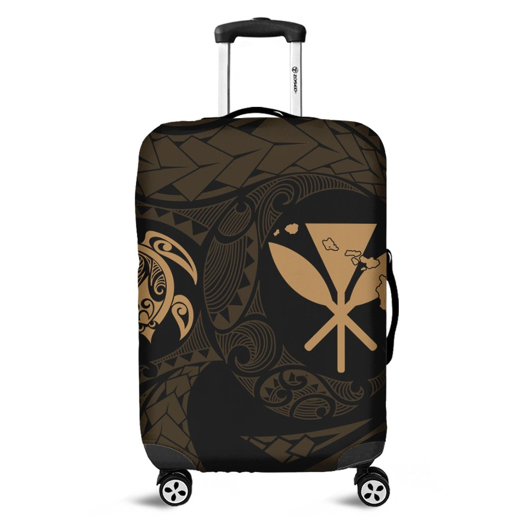 Hawaiian Kanaka Turtle Polynesian Luggage Covers Gold AH Black - Polynesian Pride