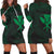 Hawaiian Kanaka Turtle Polynesian Hoodie Dress Green AH Black - Polynesian Pride